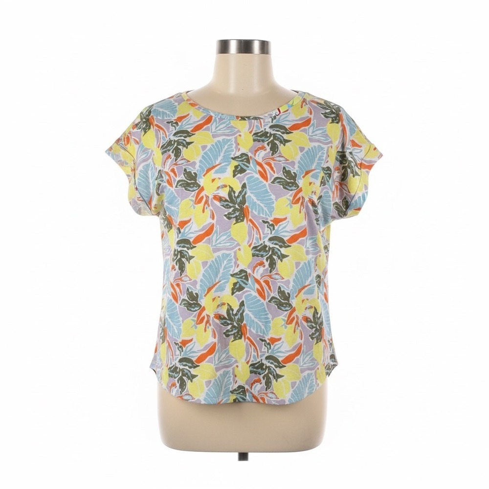 LL Bean Signature Tee XL Tropical Leaf‎ Print Shirt Top Colorful Spring Summer